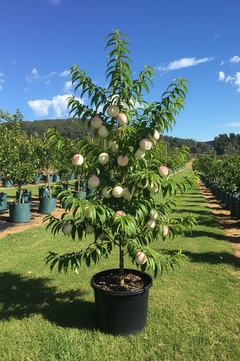 Prunus persica nucipersica 'White Satin'